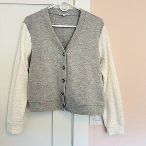 Jack by BB Dakota V-Neck Jacket Gray Beige Mixed Fabric Size M